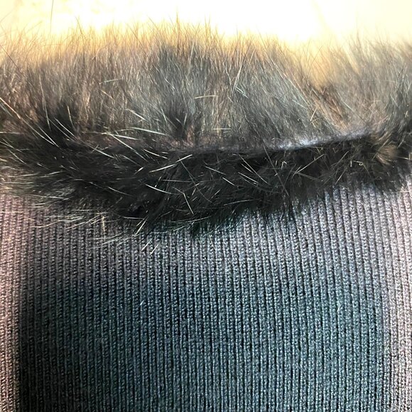 Max Studio Black Fuzzy Collar Long Sleeve Knit Dress knee length medium - Picture 5 of 10